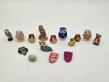 Vintage Lot of 15 Owls Ceramic Miniature Figurines and Owl Beads Mixed Lot picture