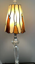 VtgLeaded Glass Lamp Shade-Handmade-TiffanyStyleBrownIvoryGreenYellow Shade Only picture
