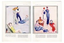 BEACH FASHIONS 1932 Two Color Pages by Joseph Bolgar SCHIAPARELLI Bonwit Teller picture