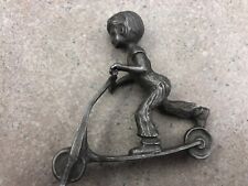 Vintage 1975 Boy on Scooter Pewter Figure by John Sullivan 2.75” X 2.75” picture