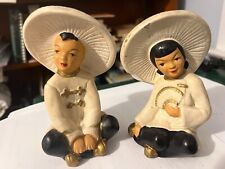 Vintage chalkware Chinese Figurines, Girl/Boy, Collectible, 5.4