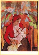 Italian artist F. Casorati 1967 Russian postcard MATERNITY Breastfeeding woman picture