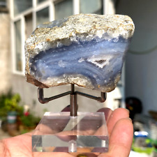 240g Large Blue Chalcedony Quartz Banded Crystal Geodes Rough Specimen Türkiye picture