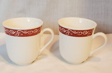 Set of 2 Just For You Red Berry Swirl Design Coffee Tea Mugs 4” picture