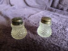 Vintage Pressed Glass Diamond Point Cut Salt and Pepper Shakers Picnic Farmhouse picture