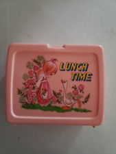 VTG 80'S Pink LUNCH TIME Lunch Box With Thermos Cup Lid 80's RARE picture