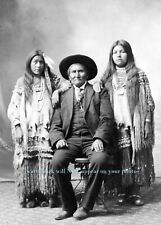 1907 GERONIMO PHOTO with Nieces, Apache Native American Indian Chief Portrait picture