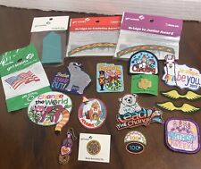 Girl Scout Patches Lot Of 19 Various Sew On Iron On Badges Pins Insignia Tab Pkg picture