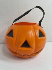 Vintage - Small Jack O Lantern Pumpkin Candy  / Trick or Treat Pail With Handel picture