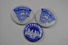 Vintage Pittsburgh Pin Back Set of 3 Blue and White picture