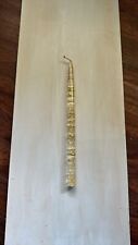 One Vintage MCM Lucite Acrylic Candle Stick Clear Gold LeafFlakes 12 Inches picture