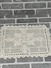 Crocheted Square Ivory Doily Cotton Preowned picture