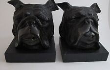 Vintage Pair of Heavy Cast Iron Bulldog Bookends Missing Cigars picture