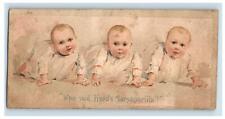 1880's Hood's Sarsaparilla Quack Medicine Baby Babies Victorian Trade Card P130 picture