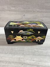 VINTAGE JAPANESE Lacquer MUSIC BOX WITH BALLERINA Pair Dancers picture