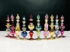 Lot/ set of 10 Egyptian perfume Bottles gold decorative Pyrex glass size 4