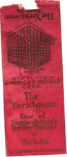 The Yorktowne One of Pennsylvania's Better Hotels York Vintage Matchbook Cover picture
