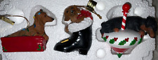 Danbury Mint Delightful Dachshund Christmas Ornaments Lit Up Boot Top 2004 D1 picture
