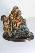 Antique flemish chalkware young jesus john baptist madonna mary statue  picture