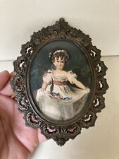 Vintage Ornate Brass Picture Frame Made In Italy Miss Murray Flower Girl 5.25” picture