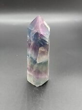 128g Natural Rare Fluorite Obelisk Quartz Crystal Colorful Tower Point Purple picture