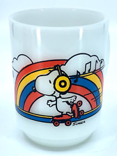 VTG 1958 SNOOPY Milk Glass Mug How Nice…They’re Playing “The Skater’s Waltz” picture