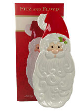 Fitz And Floyd Holiday Hoot Elongated Ceramic Tray Santa Claus Open Box Stock picture