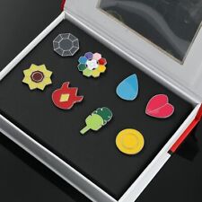 Pokemon Cosplay League Gym Badges Set 8Pcs Metal Pins In Box picture