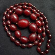 Old Antique Cherry Amber Bakelite Necklace Viens Faturan Prayer Beads 69.3g picture