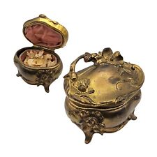 Antique Art Nouveau Gold Tone Gilt Jewelry Trinket Box picture