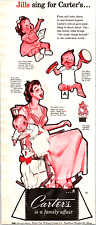 VINTAGE 1950S PRINT AD CARTER'S BABY CLOTHES WOMAN 3 BABYS CAT FAMILY JILL SINGS picture