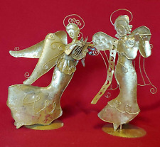 Two Beautiful, Delicately Crafted Metal Christmas Angel Sculptures picture