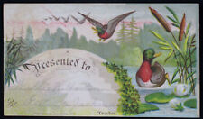 Vintage Reward of Merit Card with Ducks by John Gibson 1879 picture
