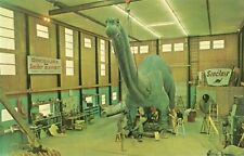 RARE 1964 NYWF Brontosaurus Being Sculptured/Dinoland Exhibit Postcard picture