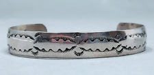 Navajo Sterling Silver  Cuff Bracelet with Stamp Work picture