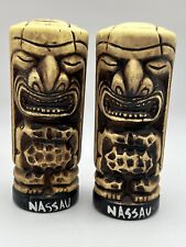Vintage MCM Tiki Lounge Salt and Pepper Shakers Nassau Double Sided NO stoppers picture