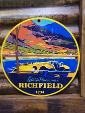 VINTAGE RICHFIELD OIL PORCELAIN SIGN HIGH OCTANE FUEL GAS STATION MOTOR SERVICE picture