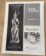 Max Weber Richard Segalman gallery exhibition print ad 1979 vintage magazne art picture