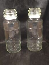 Pair of Vintage Planters Peanuts Clear Glass Canisters with Lids picture