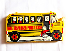 Amazing 1970's Figural Yellow School Bus Tape Dispenser & Pencil Case Box picture