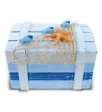  CoTa Global Light Blue Stripes Wooden Jewelry Box - Handcrafted Nautical  picture