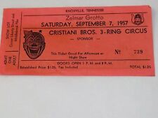 Vintage CRISTIANI BROS. 3-RING CIRCUS Admission Ticket Sept.7,1957 picture