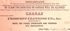 1937 CRESCENT CLOTHING CO NY WALLS ORVILLE OHIO BILLHEAD STATEMENT Z413 picture