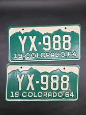 1964 Colorado License Plate Pair Douglas County Colorado YX-988 - NOS UnUsed picture