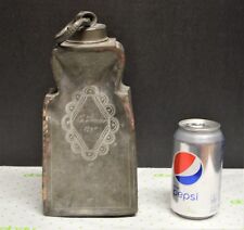 Rare 1790's Pewter Whiskey Flask Canteen Ornate Engraving & Name Charles Steiner picture