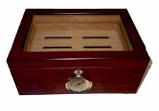 Cigar Humidor Box Wood With Glass & Cedar Hygrometer Nice picture