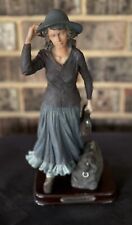 Meerchi Vintage Elegant Woman Traveler Figurine On Wooden Base    10.5” X 5” picture