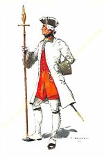 Illustration J.Demart Militaria Belgium Regiment of Boufflers 1744 picture