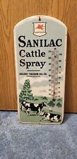 Rare Vintage Socony Sanilac Cattle Spray Thermometer Wood Sign Mobil Oil Feed  picture