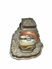 Vintage Japanese Copper Pagoda Desk Cigarette Box Lighter Ashtray Set picture